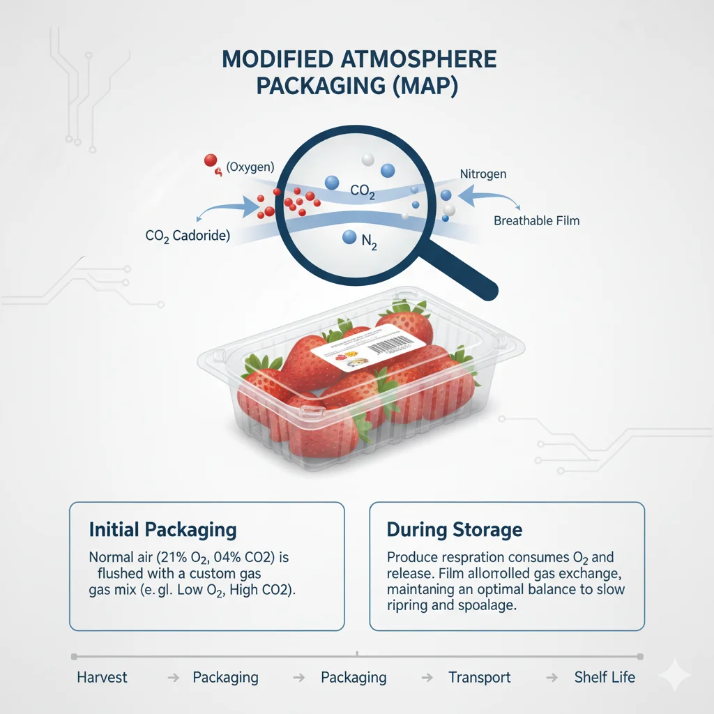 Diagram of Modified Atmosphere Packaging for fresh produce export logistics